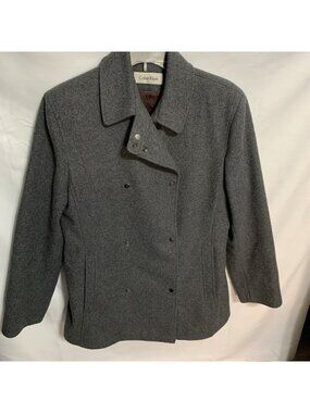 Calvin Klein Gray Wool Medium Double-Breasted Coat Womens Outerwear Saks 5th Ave